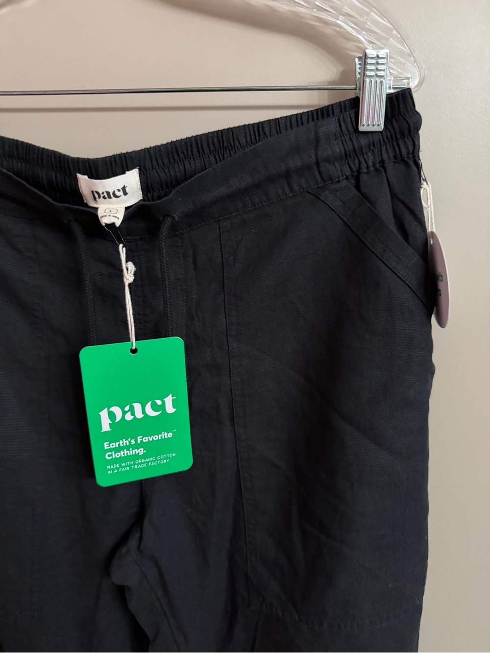 Pact Poplin Gauze Drawstring Pants NWT sz L - Picture 3 of 3